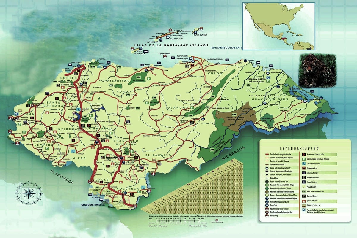 რუკა ჰონდურასის გეოგრაფია
