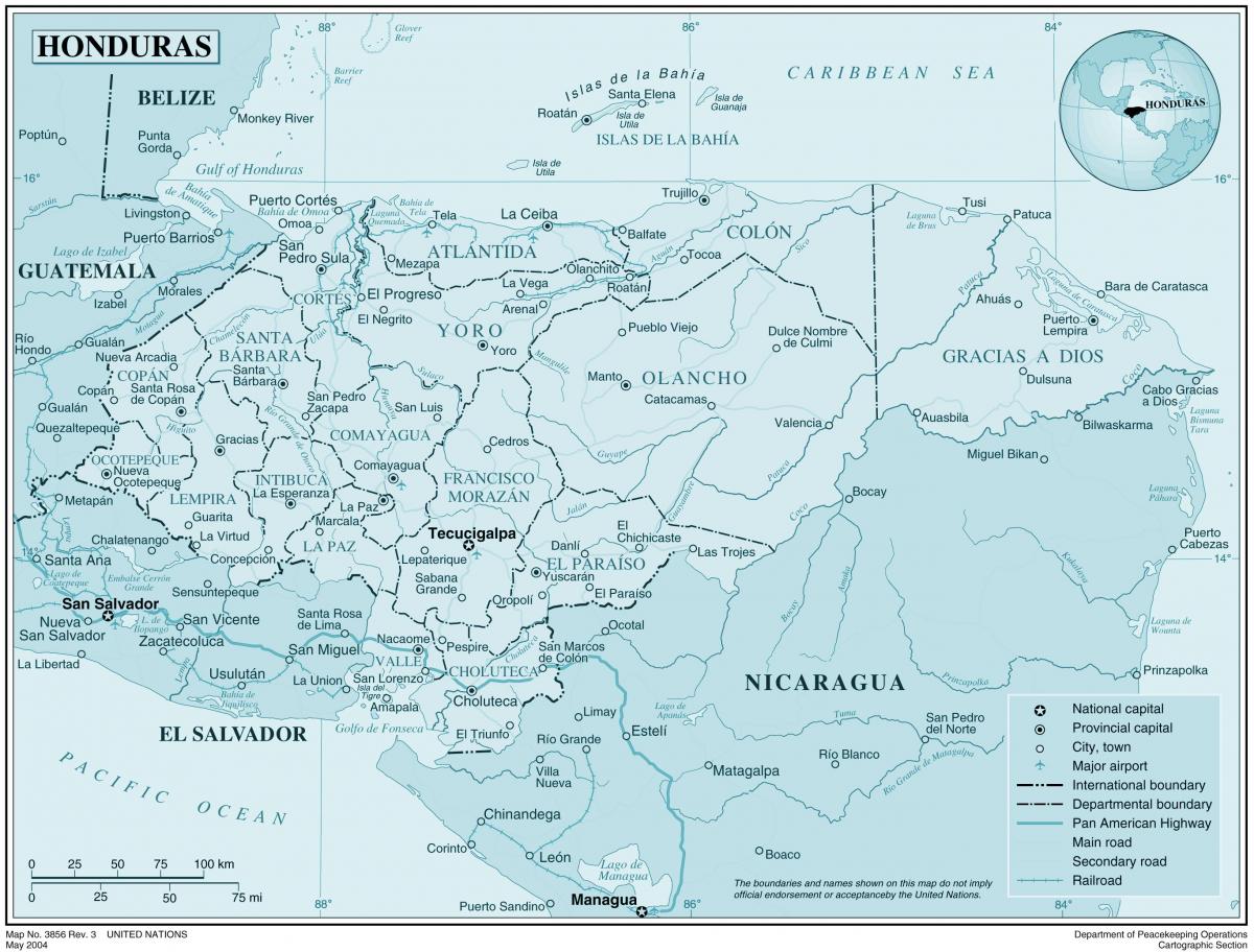 რუკა საქართველოს ფიზიკური რუკა ჰონდურასის