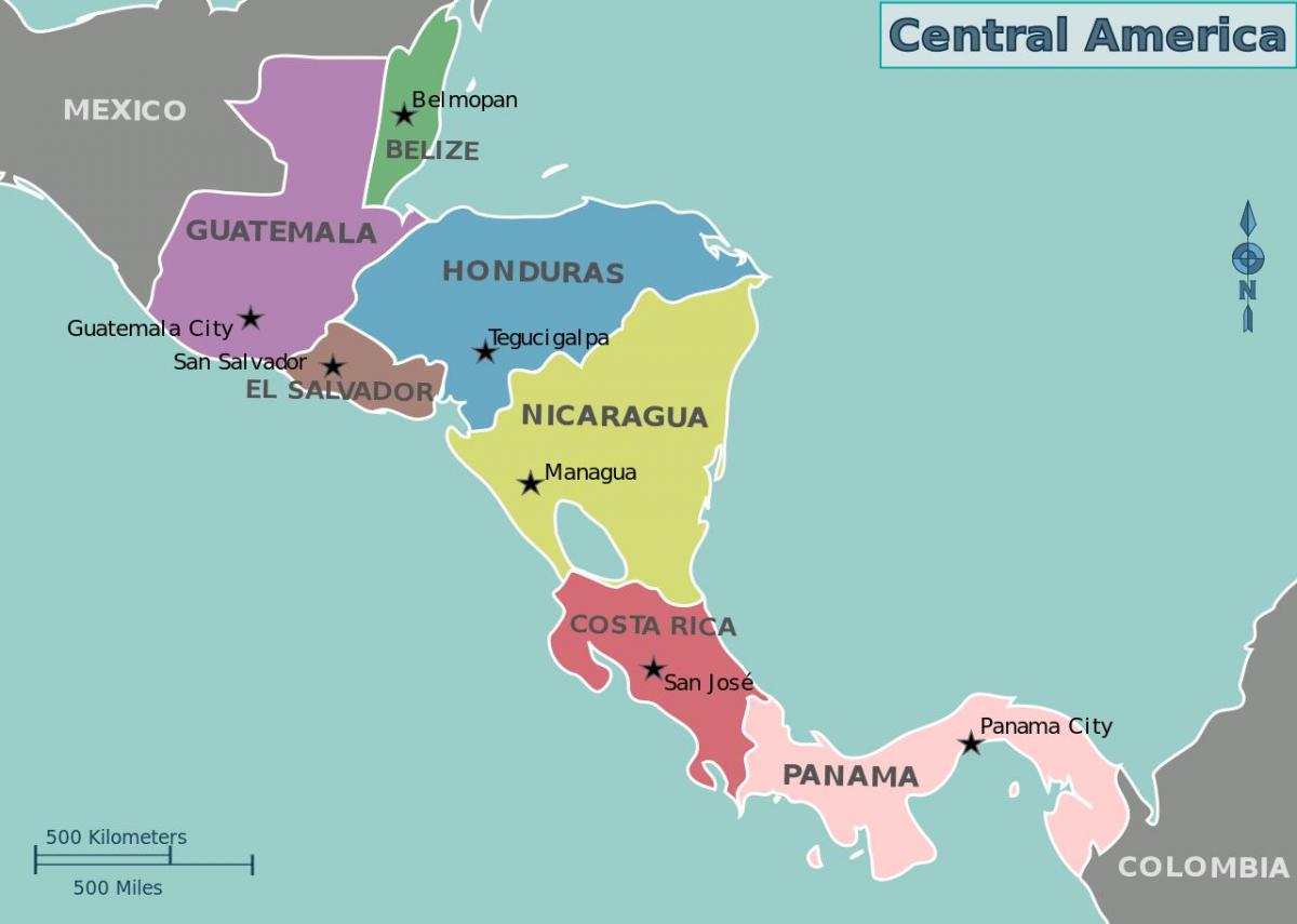 რუკა ჰონდურასის რუკა ცენტრალური ამერიკა