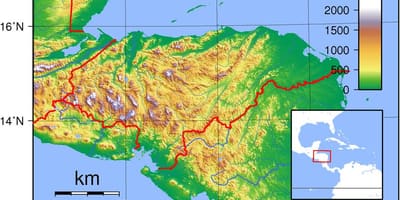 რუკა ჰონდურასის ტოპოგრაფიული