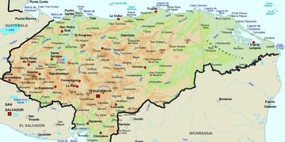 რუკა ჰონდურასის და მის მიმდებარე ქვეყნებში